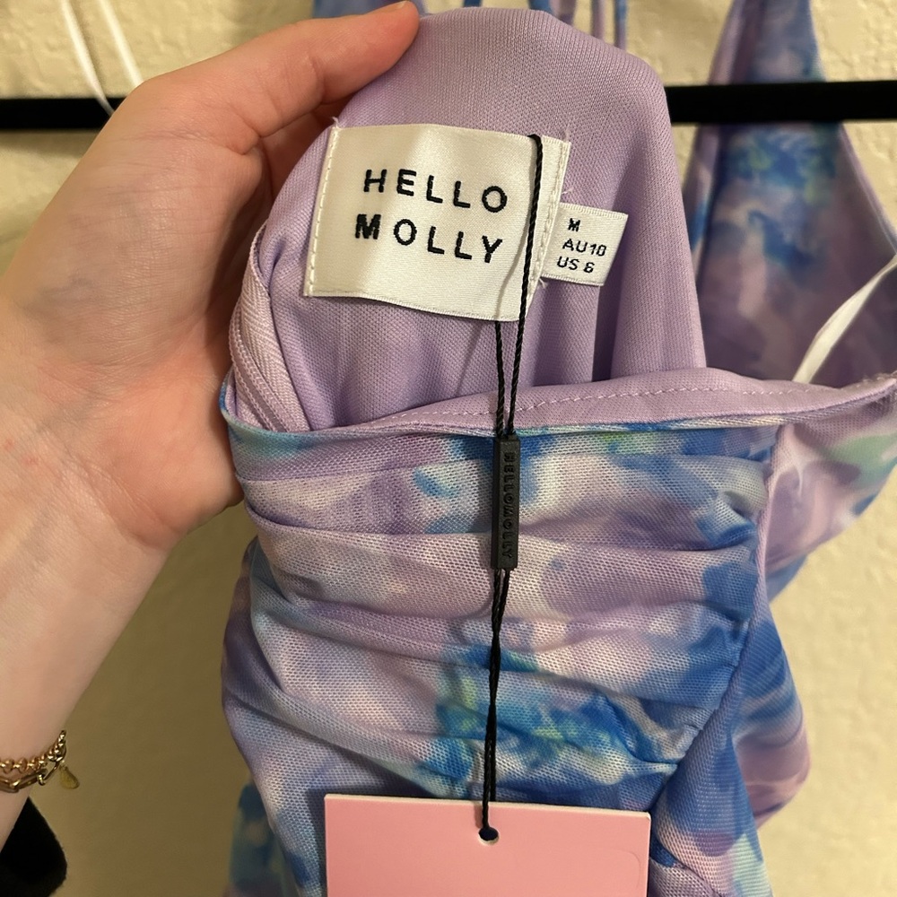 NWT HELLO MOLLY NIGHTS OF BLISS HALTER MIDI DRESS PURPLE - Size M US 6 - Picture 11 of 12
